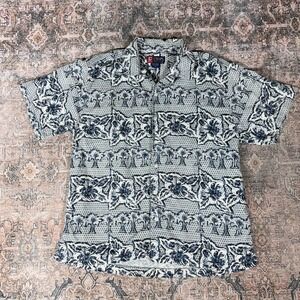 Vintage 90s Chaps Ralph Lauren Hawaiian Button Down Shirt Size M All Over Print